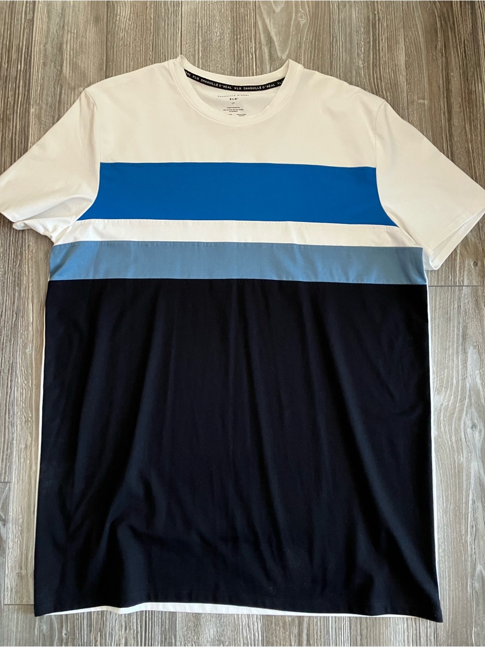 🌸 Men's Colorblock Crew Neck Tee - White, Royal Blue & Navy